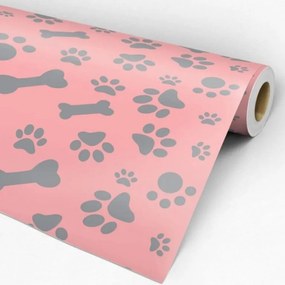 Papel de parede adesivo patas cinza fundo rosa