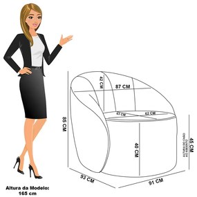 Poltrona Decorativa Orgânica Kit 2 Lua Linho D03 - D'Rossi - Bege