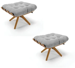 Puff Giratório Costela kit 2 Suede Base de Madeira MA30 M11 - D'Rossi - Cinza