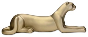 Escultura Decorativa Onça Deitada Ouro Velho Fosco 17,5x52x13 cm - D'Rossi