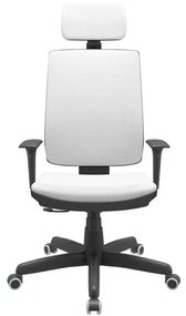 Cadeira Office Brizza Soft Aero Branco RelaxPlax Com Encosto Cabeça Base Standard 126cm - 63493 Sun House