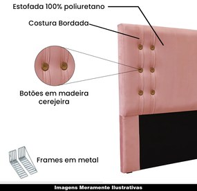 Cabeceira Decorativa Casal 1,40M Kors Veludo Rosa G63 - Gran Belo