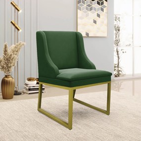 Cadeira Sala de Jantar Industrial Dourado Liz Suede D03 - D'Rossi - Verde