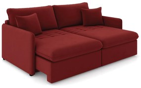 Sofá Retrátil Reclinável 3 Lugares 194cm Maili Veludo Vermelho K01 - D'Rossi