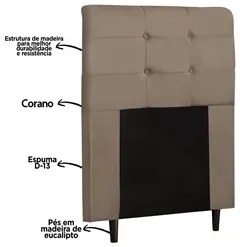 Cabeceira Cama Box Solteiro 90cm Luna I02 Sintético Bege - Mpozenato