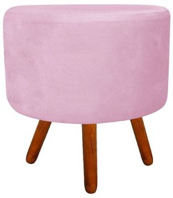 Puff Banqueta Decorativa Dora Redondo Suede Rosa Bebê - D'Rossi