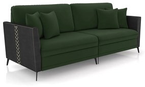 Sofá 4 Lugares Living 262cm Mondaí Sintético Preto/Veludo K01 - D'Rossi - Verde