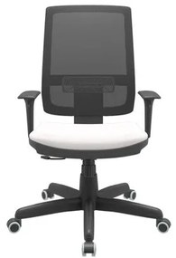 Cadeira Office Brizza Tela Preta Assento Vinil Branco RelaxPlax Base Standard 120cm - 63862 Sun House