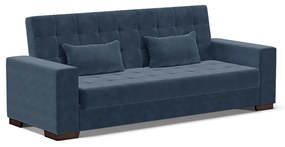 Sofá Cama 02 lugares Lisboa Suede Pés de Madeira - D'Rossi - Azul Marinho