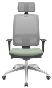 Cadeira Office Brizza Tela Cinza Com Encosto Assento Vinil Verde Autocompensador 126cm - 63240 Sun House