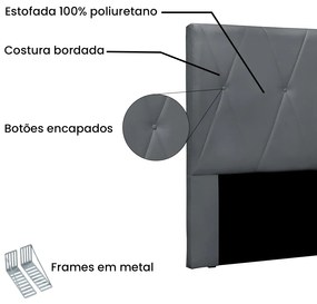 Cabeceira Cama Box Casal 140 cm Aquilla Veludo Cinza S04 - D'Rossi