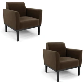 Kit 2 Poltronas Base de Madeira Fixa Preto Marisa Suede Marrom D03 - D'Rossi