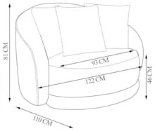 Poltrona Decorativa Giratória para Sala 122cm Kaly Z32 Veludo Bege - M