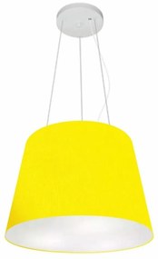 Lustre Pendente Cone Md-4152 Cúpula em Tecido 30/40x30cm Amarelo - Bivolt