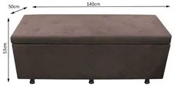 Calçadeira Baú Casal 140cm Estofada Liz S05 Suede Bordado Marrom - Mpo