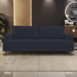 Sofá 3 Lugares 180cm Living Pés Curvos Santi D05 Suede Azul - Mpozenat