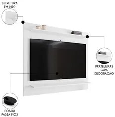 Painel para TV Suspenso 50 Pol 120cm 2 Prateleiras Versa M24 Branco -