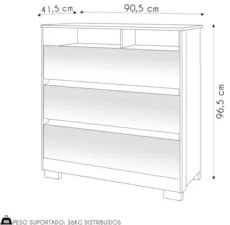 Cômoda para Quarto 3 Gavetas 90cm Califórnia Carvalho Branco/Branco -