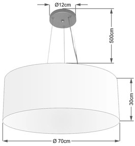 Lustre Pendente Cilíndrico Vivare Md-4135 Cúpula em Tecido 70x30cm - Bivolt