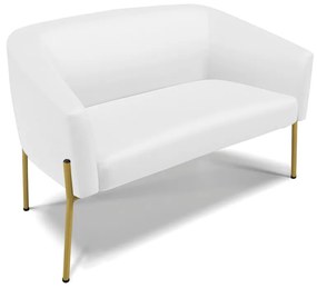 Sofá 2 Lugares Namoradeira Pé de Ferro Dourado Stella Sintético D03 - D'Rossi - Branco
