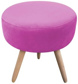 Puff Decorativo Dri Redondo Suede Pink Pés Natural - D'Rossi