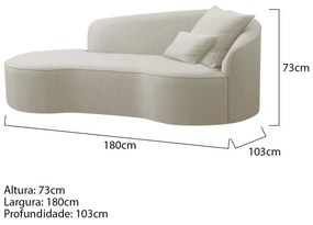 Divã Recamier Curvo Sala de Estar Recepção Inglaterra 180cm Lado Esquerdo Linho - ADJ Decor