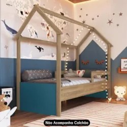 Cama Infantil Montessoriana Casinha Infix C06 Aveiro/Azul - Mpozenato