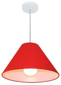 Lustre Pendente Cone Vivare Md-4078 Cúpula em Tecido 25/40x15cm - Bivolt - Vermelho - 110V/220V