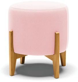 Puff Banqueta Decorativo Base Madeira Stella Suede Rosa Bebê D03 - D'Rossi