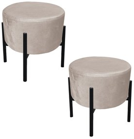 Puff Banqueta Decorativo Industrial Preto Kit 2 Iron Suede D03 - D'Rossi - Bege