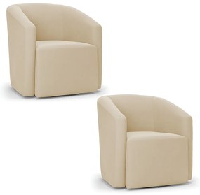 Poltrona Decorativa Base Giratória Kit 2 Stella Max Suede D03 - D'Rossi - Bege