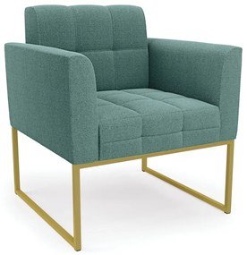 Poltrona Sala de Estar Industrial Dourado Elisa Bouclê Verde Menta D03 - D'Rossi