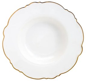 Prato Fundo Porcelana Maldivas Branco Fio Dourado 23cm 18051 Wolff