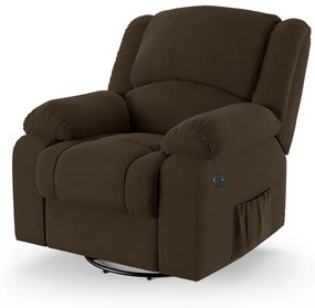 Poltrona do Papai Reclinável Melim Glider Giratória USB Veludo FH1 - D'Rossi - Marrom