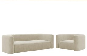 Kit Sofá 2 Lugares 160cm e Poltrona Orgânica Luxo Recepção Melina Bouclé - ADJ Decor