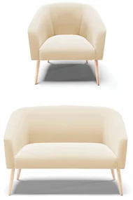 Sofá Namoradeira e Poltrona Pé Palito Natural Stella Suede D03 - D'Rossi - Bege