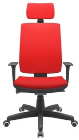 Cadeira Office Brizza Soft Aero Vermelho Autocompensador Com Encosto Cabeça Base Standard 126cm - 63452 Sun House