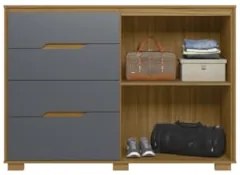 Cômoda Para Quarto 4 Gavetas 147cm Gênova M07 Freijó/Cinza - Mpozenato