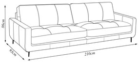 Sofá Decorativo Isaac 3 Lugares Sala de estar 210cm Pés em Aço Couro Conhaque G88 - Gran Belo