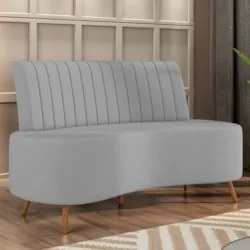 Sofá 2 Lugares para Sala Living 160cm Pés Palito Tamar Z08 Veludo Cinz