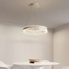 Lustre Pendente Minimalista e moderno led lustre de iluminação para casa anéis de cristal teto montado iluminação lustre lâmpada pendurada branco &amp; moldura ouro - H - Branco frio I Tamanho 40cm