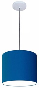 Luminária Pendente Vivare Free Lux Md-4106 Cúpula em Tecido 20x25cm - Azul-Marinho - Canopla branca e fio transparente