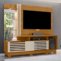 Estante Painel Para TV 60 Pol 200cm Sam Z10 Off/Cinamomo - Mpozenato