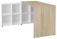 Mesa Escrivaninha em L Eron e Estante Livreiro Stela A06 Branco/Carval