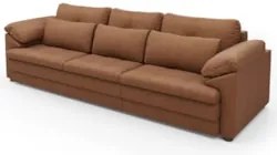 Sofá Retrátil 3 Lugares Para Sala 297cm Dijon Couro Mel S07 - Mpozenat
