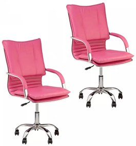 Kit 2 Cadeiras de Escritório Diretor Desenho Italiano Steven em Aço Cromado Base Giratória Pink G31 - Gran belo