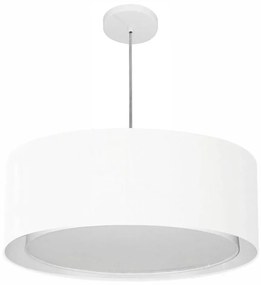 Lustre Pendente Cilíndrico Duplo Md-4297 Cúpula em Tecido 60x25cm Branco - Bivolt