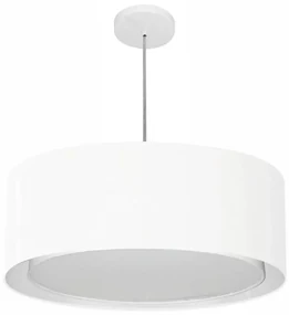 Lustre Pendente Cilíndrico Duplo Md-4297 Cúpula em Tecido 60x25cm Branco - Bivolt