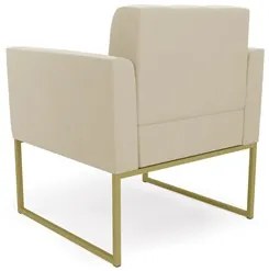 Poltrona Decorativa Base Industrial Dourado Ana Suede Bege - Ibiza