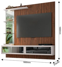 Painel de TV Home Suspenso Quartzo 180cm Imbuia/Beige - Vizzato - Bege